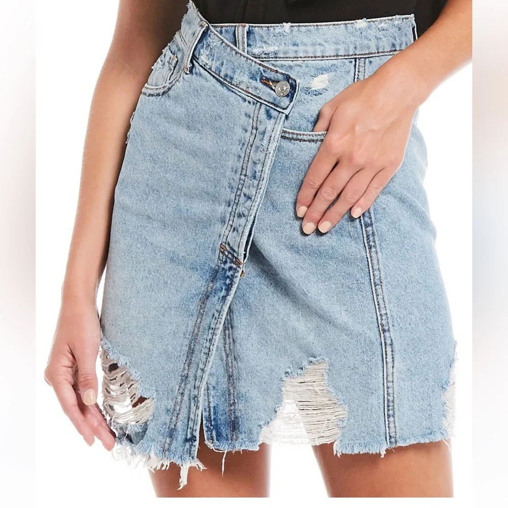 Free People we the free Parker Denim Wrap Skirt Mini Skirt Surf's Up 26